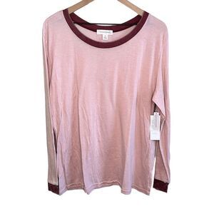 Treasure & Bond Womens‎ Top Size XL Pink Long Sleeve Ringer Tee Heather Casual